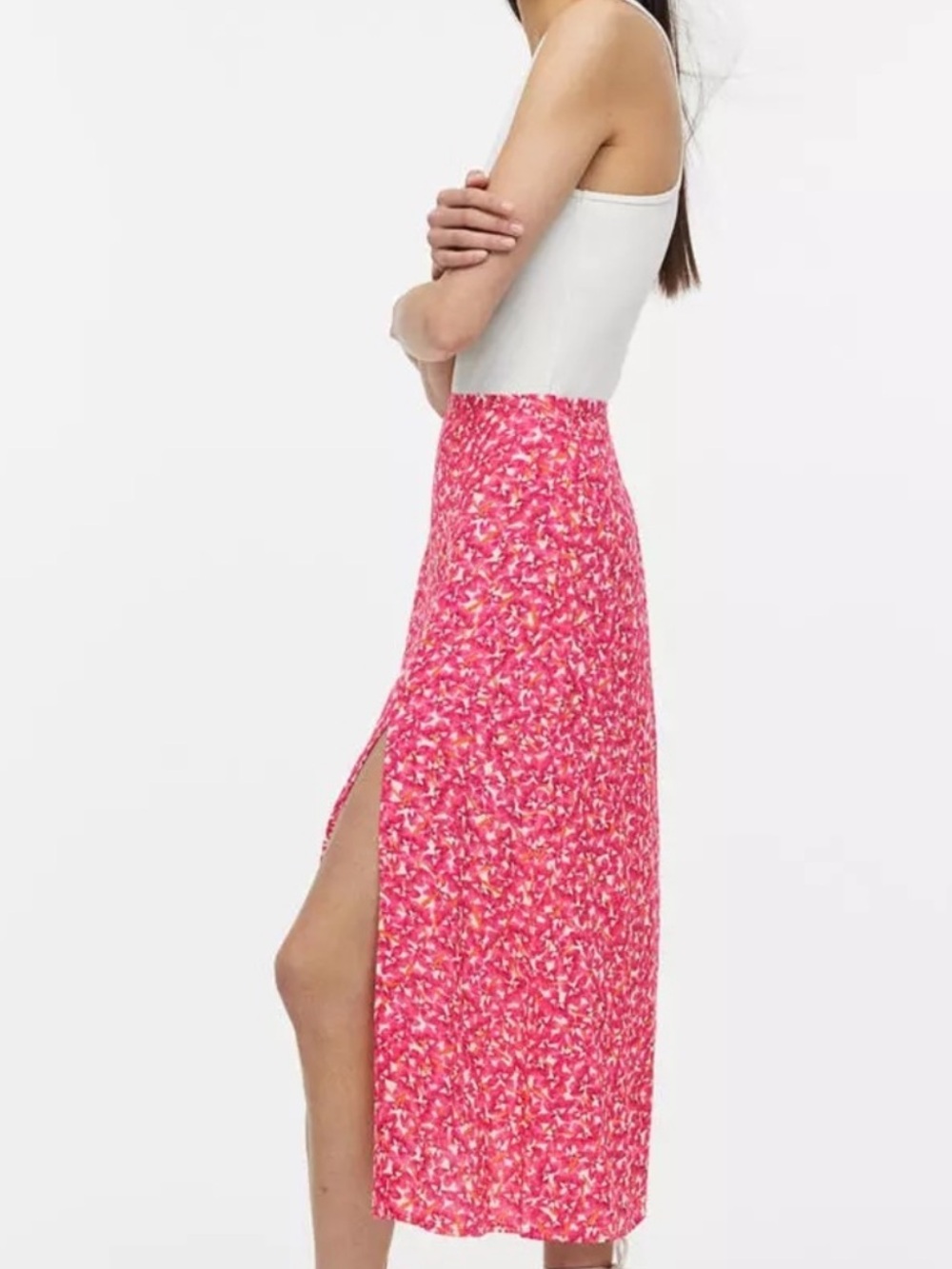 H&M Vibrant Pink Floral A-Line Skirt